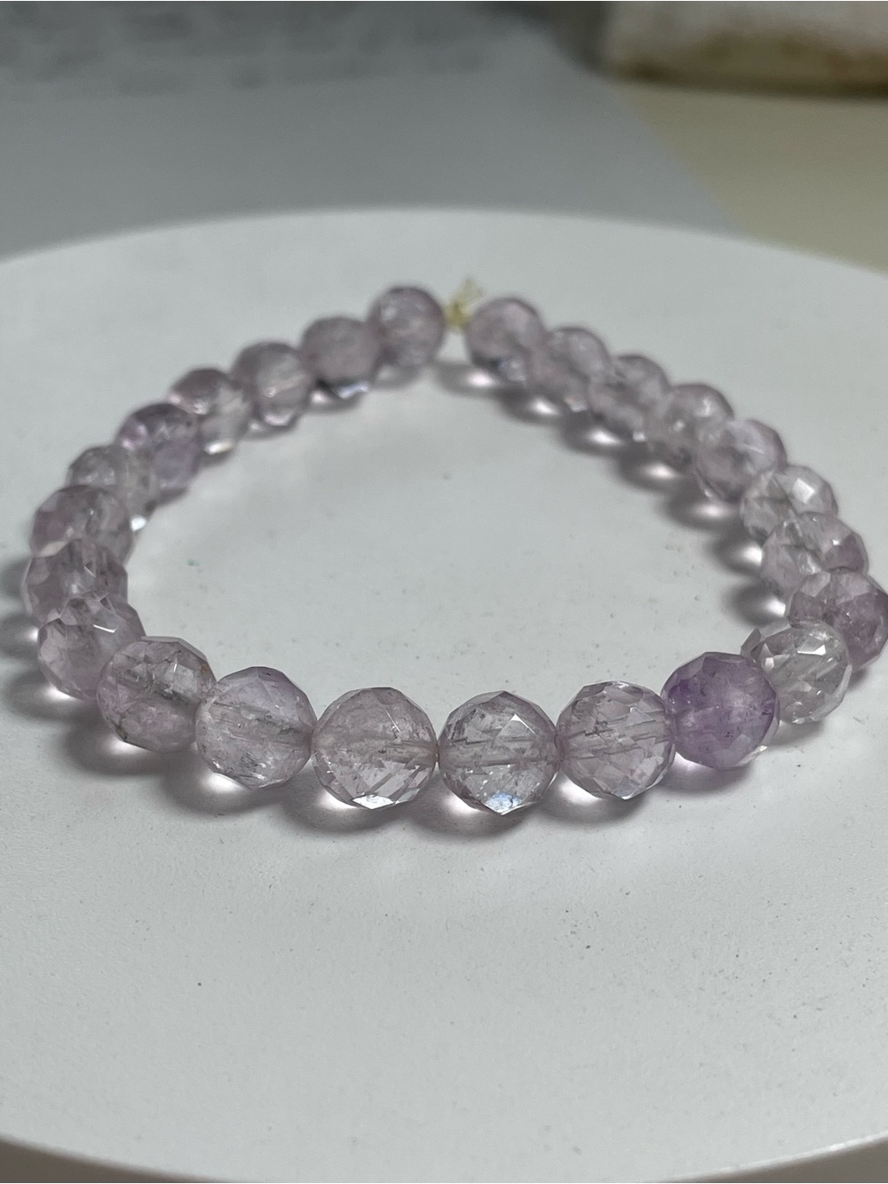 Faceted Lavender Amethyst Stretch Bracelet by Designs by Ch Lovin.